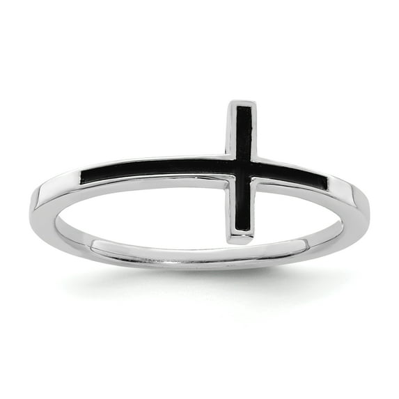 925 Sterling Silver Antiqued Sideways Cross Ring Size 8