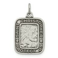 thumbnail image 1 of 925 Sterling Silver Antiqued Square Shaped St. Christopher Medal Pendant, 1 of 5