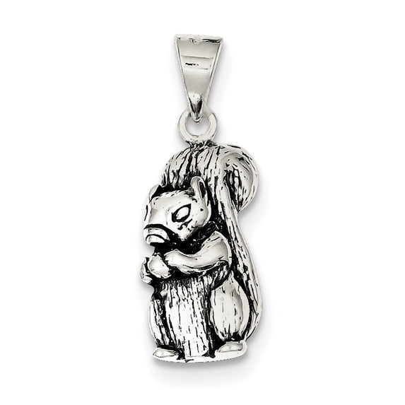925 Sterling Silver Antiqued Squirrel (10x24mm) Pendant / Charm