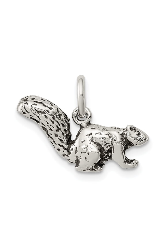 925 Sterling Silver Antiqued Squirrel Charm Pendant