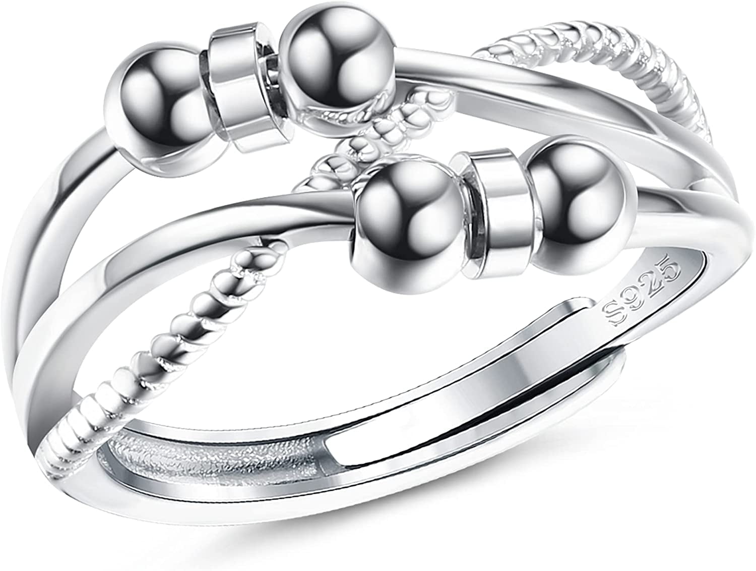 925 Sterling Silver Anxiety Ring for Women Men Fidget Rings for