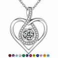 thumbnail image 1 of 925 Sterling Silver April Birthstone Necklace for Women, Rose Flower Heart Pendant Jewelry, Birthday Valentines Mother's Day, 1 of 6
