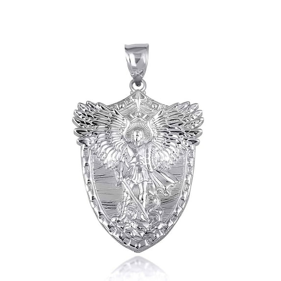 Factory Direct Jewelry Archangel Saint Michael Wings Sword & Shield Pendant Necklace, 925 Sterling Silver, (Pendant only)
