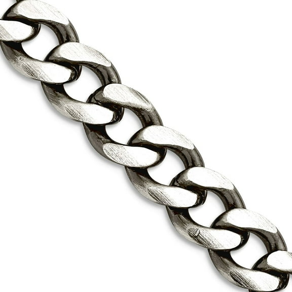 925 Sterling Silver Oxidized 7.5mm Curb Chain Necklace 22 Inch Chain Necklace for Women and Men