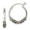 thumbnail image 1 of 925 Sterling Silver Oxidized Antiqued Hoop Earrings 18x16mm Wide 2mm Thick Hoop Earring for Women, 1 of 2