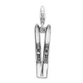 thumbnail image 1 of 925 Sterling Silver Oxidized Fancy Lobster Closure Antiqued Skis With Lobster Clasp Charm 33x7mm Pendant Necklace for Wo, 1 of 2