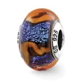 thumbnail image 1 of Sterling Silver Reflections Blue With Orange Swirls Glass Bead Charm - Measures 12.73x9.09mm Wide, 1 of 2