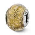 thumbnail image 1 of Sterling Silver Reflections Italian Olive With Silver Glitter Glass Bead Charm - Measures 13.64x10.00mm Wide, 1 of 2