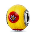 thumbnail image 1 of 925 Sterling Silver Oxidized Italian Murano Glass Reflections Italian Yellow With Decorative Accents Glass Bead Charm 12, 1 of 2