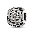 thumbnail image 1 of 925 Sterling Silver Oxidized Reflections Flower Bali Bead Charm 10x8.18mm Wide Pendant Necklace for Women, 1 of 2