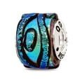 thumbnail image 1 of 925 Sterling Silver Oxidized Reflections Green Dichroic Glass Bead Charm 12.73x7.27mm Wide Pendant Necklace for Women, 1 of 2