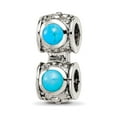 thumbnail image 1 of 925 Sterling Silver Oxidized Reflections Simulated Turquoise Cubic Zirconia Connector Bead Charm 19.09x8.18mm Wide Penda, 1 of 2
