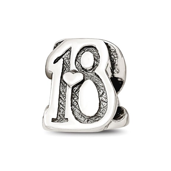 925 Sterling Silver Oxidized Reflections Sweet 18 Bead Charm 11.82x8.18mm Wide Pendant Necklace for Women