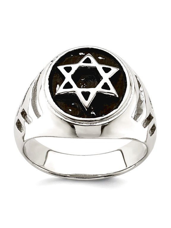 925 Sterling Silver Oxidized Religious Judaica Star of David Ring Size 10 Ring for Women - 9.2 Grams