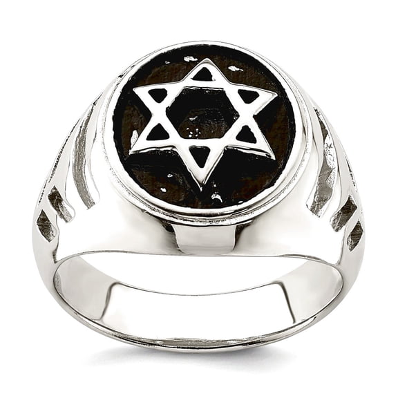 925 Sterling Silver Oxidized Religious Judaica Star of David Ring Size 11 Ring for Women - 9.2 Grams