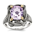 thumbnail image 1 of 925 Sterling Silver Oxidized With 14k Pink Amethyst Ring Size 6 Ring for Women - 2.90 cwt, 1 of 2