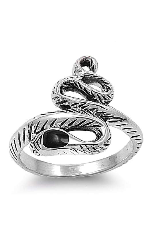 925 Sterling Silver Assertive Power Snake Ring Size 7