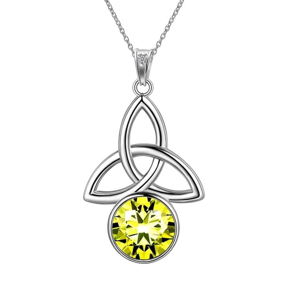 925 Sterling Silver Celtic Knot Necklace for Women August Birthstone Peridot Green Gemstone Trinity Triquetra Irish Pendant Jewelry Birthday Gift Hipunk