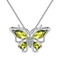 thumbnail image 1 of Juwaliy August Birthstone Necklace Green Butterfly Necklaces Peridot 925 Sterling Silver Pendant Jewelry Christmas Birthday Gift for Women Mother Wife, 1 of 9
