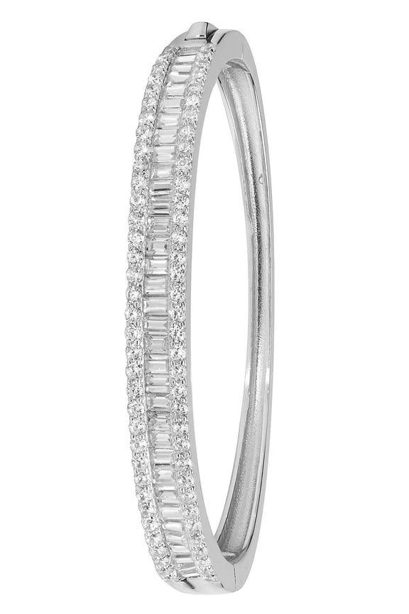 925 Sterling Silver Baby Bangle with Cubic Zirconia/CZ - 9 Grams