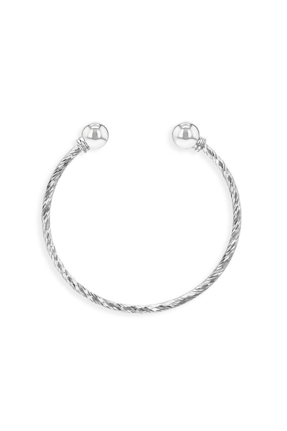 925 Sterling Silver Baby Plain Cuff Bangle Bracelet with Twisted Cable Design