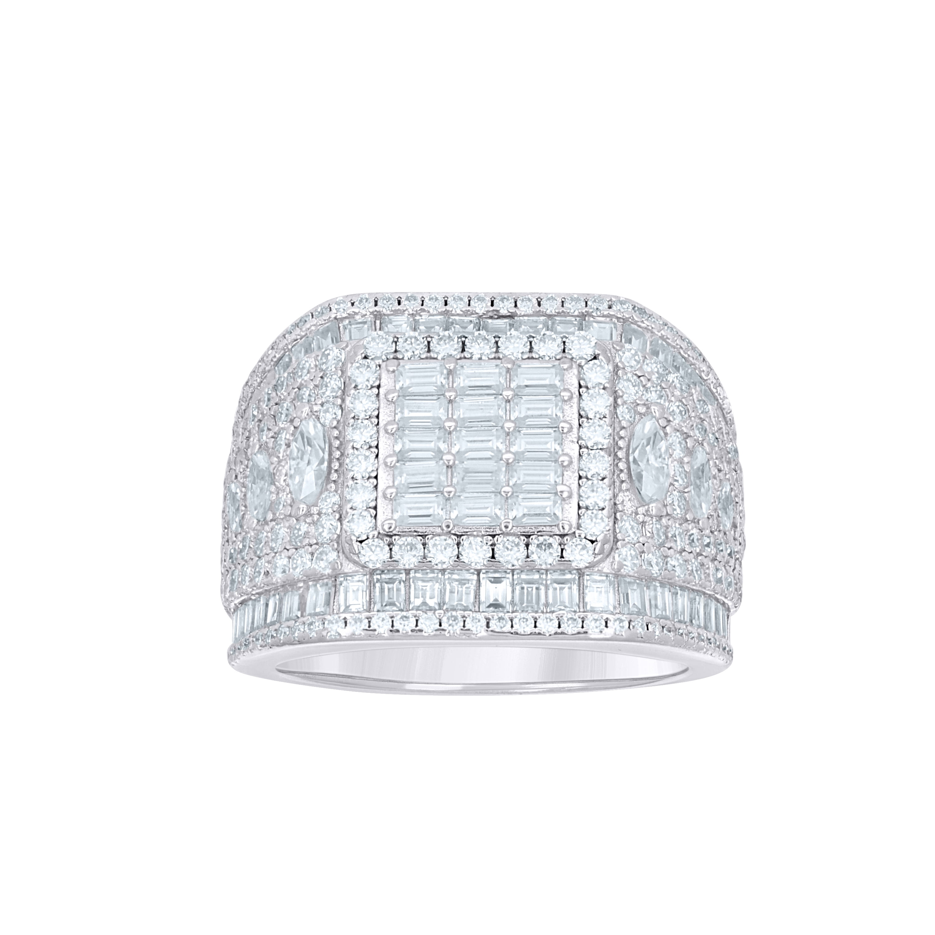 925 Sterling Silver Baguette Moissanite Statement Large Stones Square ...