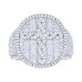 thumbnail image 1 of 925 Sterling Silver Baguette Moissanite Statement Oval Halo Braided Cross Pinky Ring 3.66 CT | Size 12, 1 of 1