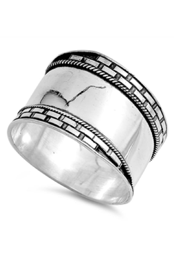 925 Sterling Silver Bali Designer Ring Size 11