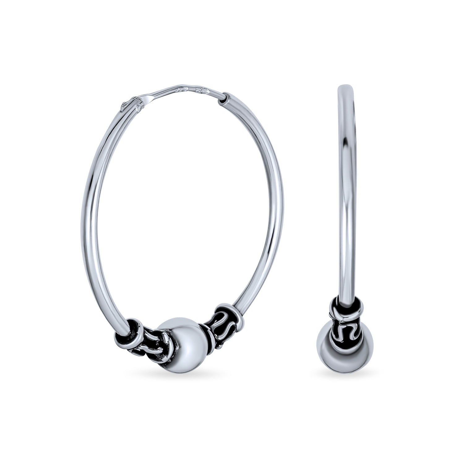 925 Silver Heart Rattle Ball Earrings - KLENSPOP