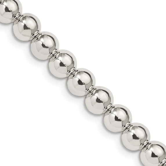 925 Sterling Silver Ball Beaded Chain Styles Necklace 6.1 mm Beads on Box 18 inch