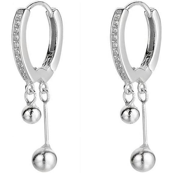 925 Sterling Silver Ball Hoop Earrings for Women Teen Bead Ball Hoop Huggie Earrings Drop