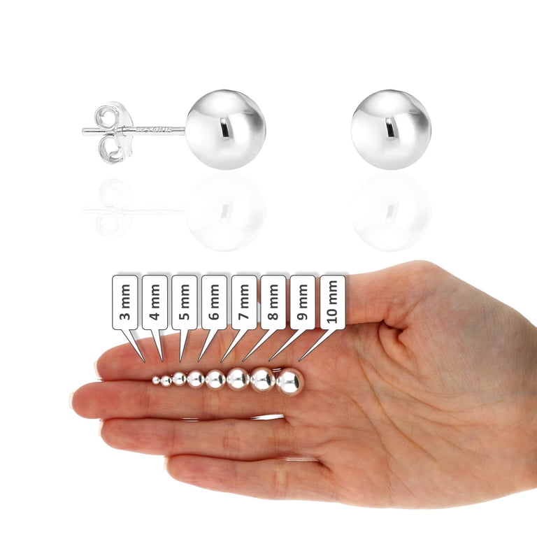 Sterling Silver Bead Ball Stud Earrings - Sizes 2mm To 10mm | .925 Silver Simple Studs
