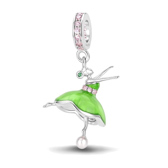 925 Sterling Silver Ballerina Dangle Charm For Bracelets & Bangle Pendant Jewelry