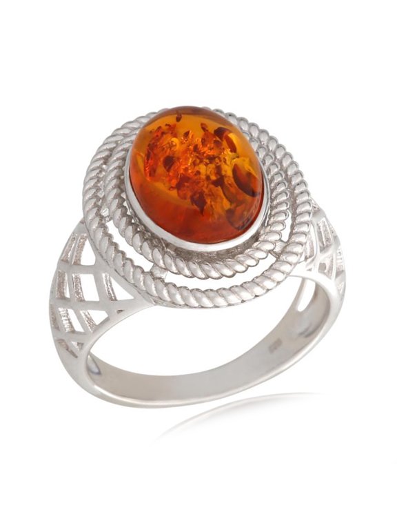 925 Sterling Silver Baltic Amber Ring