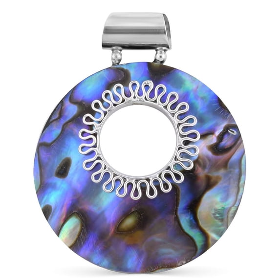 Natural Abalone Pendants for Necklaces - Abalone Shell Pendant in 925 Sterling Silver - Boho Beach Charm Costume Western Jewelry for Women - Anniversary Engagement Trendy Birthday Gifts