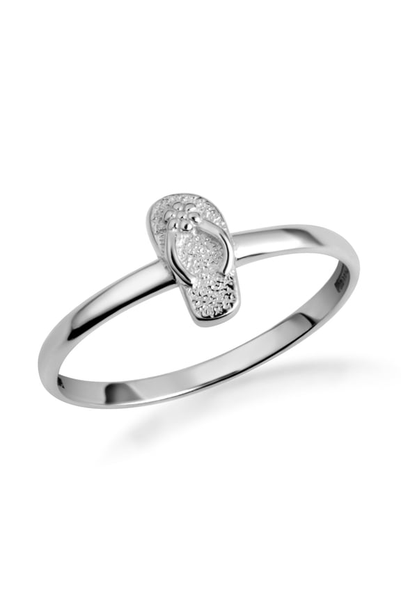 .925 Sterling Silver Beach Sandals Flip-Flop Ring  Ring- Size 4