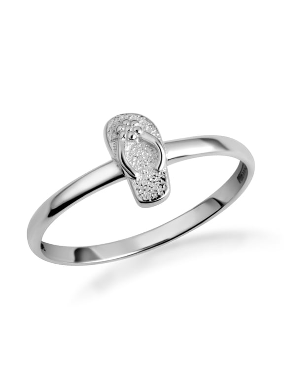 .925 Sterling Silver Beach Sandals Flip-Flop Ring Size 8