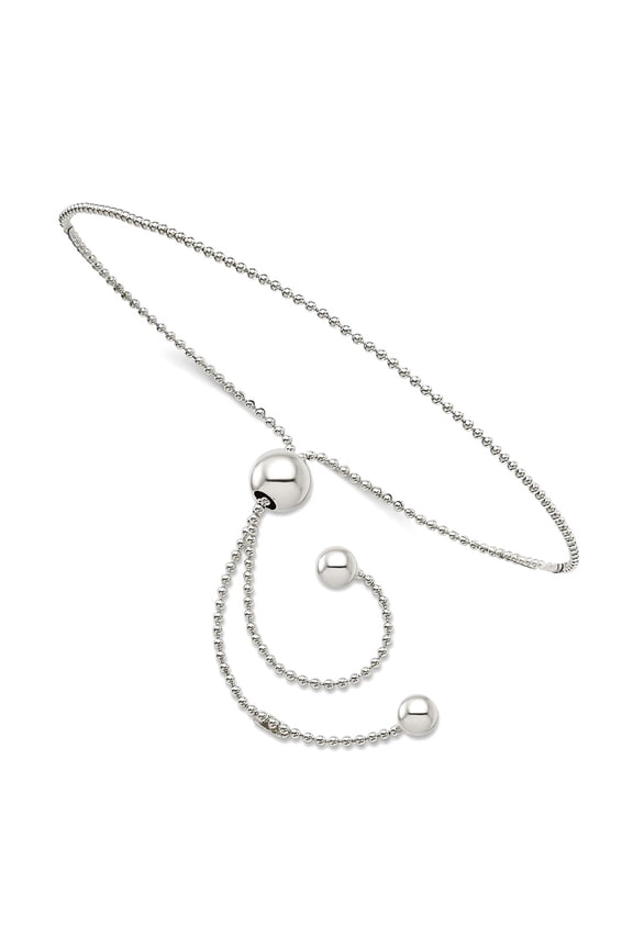 925 Sterling Silver Beaded Adjustable Bracelet Link Bracelet for Women - 1.3 Grams