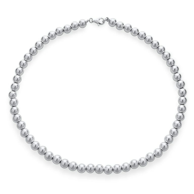 925 Sterling Silver Beaded Ball Necklace 8mm
