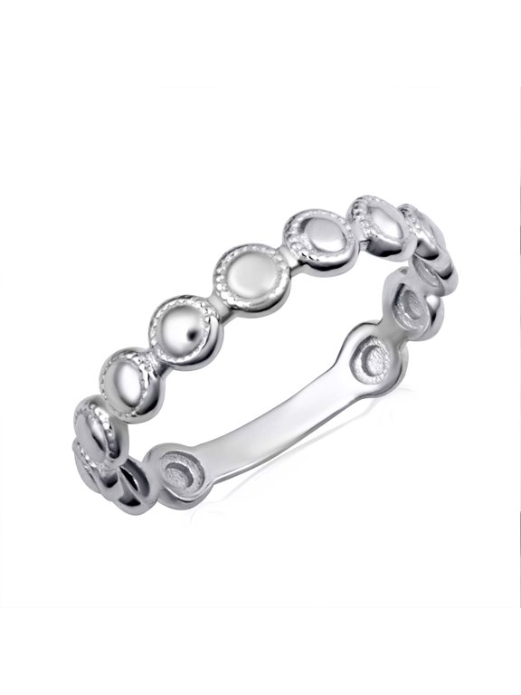 925 Sterling Silver Beaded Circle Bubble Band Eternity Ring (Size 11.75)