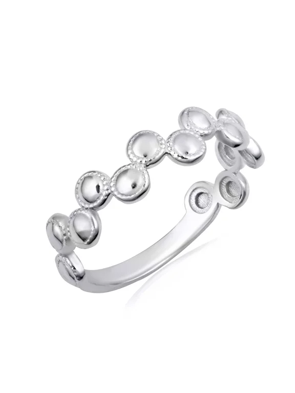 925 Sterling Silver Beaded Circle Bubble Band Ring (Size 11.25)