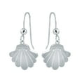 thumbnail image 1 of 925 Sterling Silver Beaded Dangling Scallop Seashell Fishhook Earring, 1 of 2