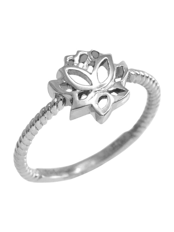 925 Sterling Silver Beaded Lotus Flower Ring (Size 9.25)