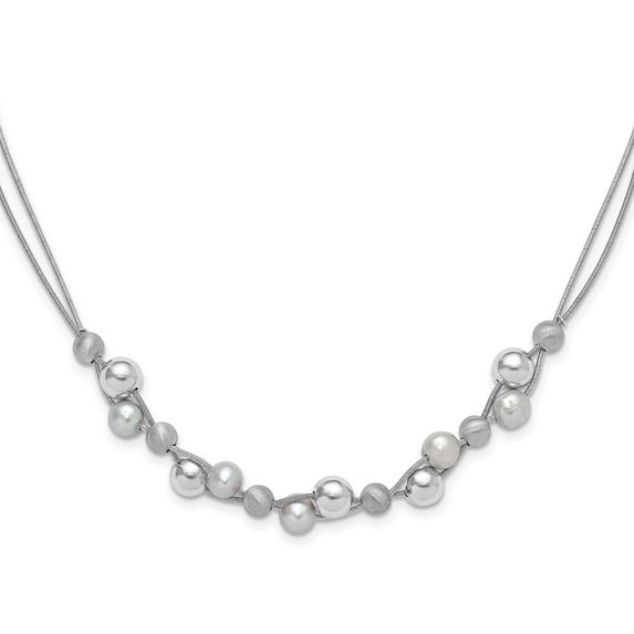 925 Sterling Silver Beaded Necklace Chain Polished w/2.5in ext. 17 inch