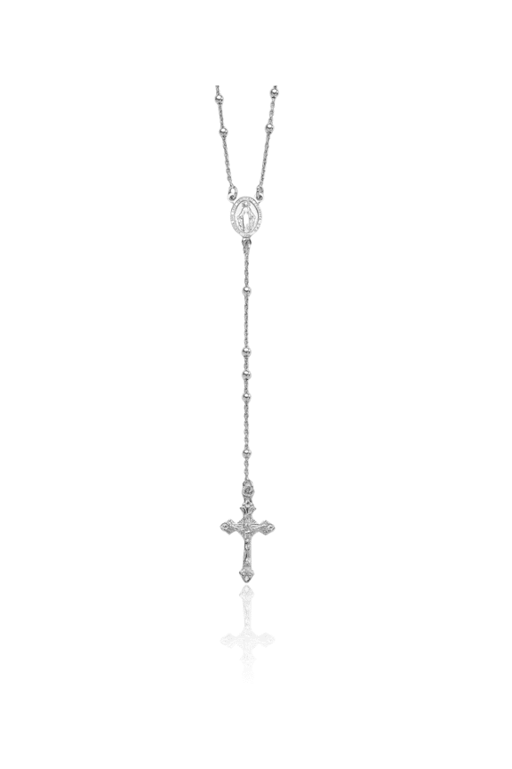 925 Sterling Silver Rosary Bead Necklace Chain