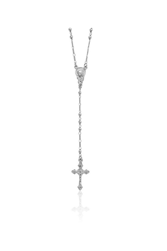 925 Sterling Silver Rosary Bead Necklace