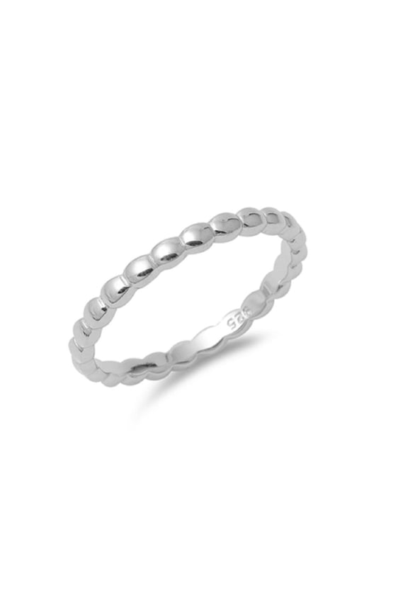 925 Sterling Silver Beaded Stackable Ring Size 8