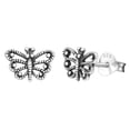 thumbnail image 1 of 925 Sterling Silver Beaded Wings Butterfly Stud Earrings, 1 of 2