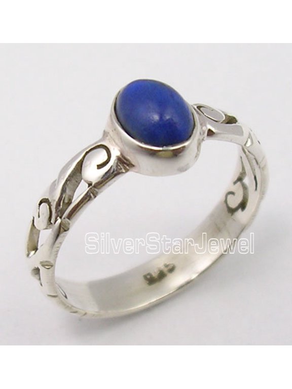 925 Sterling Silver Beautiful Cabochon Lapis Lazuli Tibetan Celtic Ring Size 9