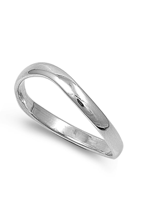 925 Sterling Silver Bent Design Band Ring Size 8